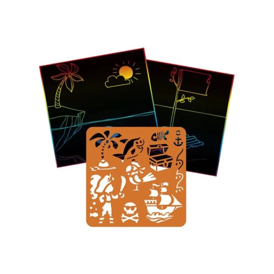 Avenue Mandarine Graffy Scratch - Jeu de cartes à gratter et de pochoirs - 400 g - 24 feuilles