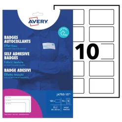 Avery - 150 badges adhésifs - pour étiquettes jet d'encre - 80 x 50 mm