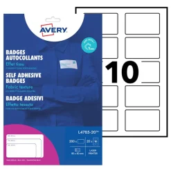 Avery - 200 badges adhésifs - pour étiquettes laser - 80 x 50 mm