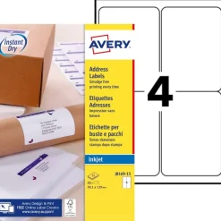 Avery - 60 Etiquettes adhésives d'expédition - 99.1 x 139 mm - blanches