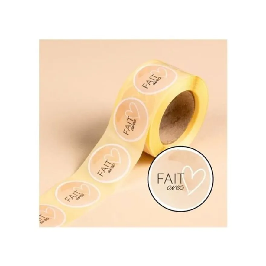 Avery - 500 Etiquettes Fait avec Amour - Adhésif décoratif - rond - 35 mm diametre - papier