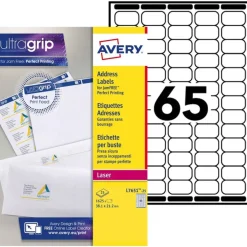 Avery - 1625 Mini Étiquettes adresse blanches - 38,1 x 21,2 mm - Impression laser - réf L7651-25