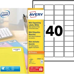 Avery - 4000 Mini Étiquettes multi-usages blanches - 45,7 x 25,4 mm - Impression laser - réf L7654-100