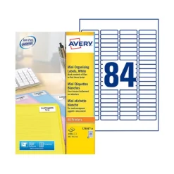 Avery - 2100 Mini Étiquettes multi-usages blanches - 46 x 11,1 mm - Impression laser - réf L7656-25