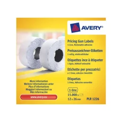 Avery - 10 rouleaux de 1500 étiquettes amovibles pour étiqueteuse 1 ligne - 26 x 12 mm - Blanc