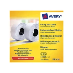 Avery - 10 rouleaux de 1200 étiquettes pour étiqueteuse 2 lignes - 16 x 26 mm - Blanc