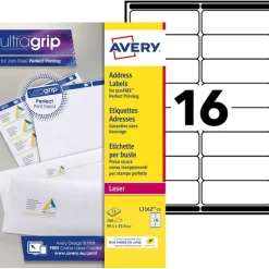 Avery - 240 Étiquettes adresse blanches - 99,1 x 33,9 mm - Impression laser - réf L7162-15