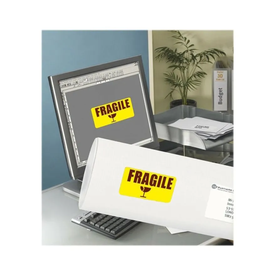 Avery - 350 Étiquettes amovibles jaune fluo - 99,1 x 38,1 mm - Impression laser - réf L7263Y-25