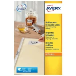 Avery - 1200 Étiquettes amovibles blanches - 45,7 x 21,2 mm - Impression laser - réf L4736REV-25