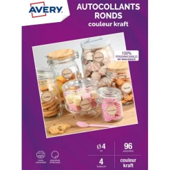 Avery - 96 Étiquettes autocollantes rondes kraft - diamètre 40 mm