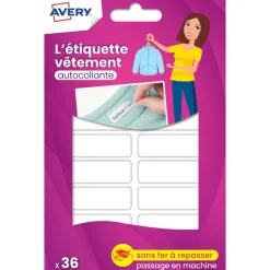 Avery - 36 Étiquettes blanches pour vêtements - 45 x 13 mm