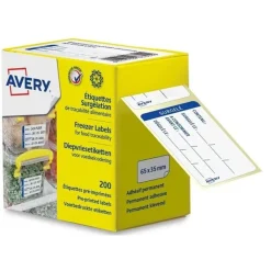 Avery - 200 Étiquettes congélation/surgélation pré-imprimées - 65 x 35 mm - boîte distributrice -