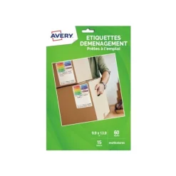 Avery - 60 Étiquettes multicolores pour déménagement - prêtes à l'emploi - 99 x 139 mm - DEM60