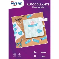Avery - 12 Étiquettes multi-usages blanches - 199,6 x 289,1 mm - Impression jet d'encre - réf J8167-12