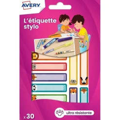 Avery - 30 étiquettes pour stylo - 50 x 10 mm - animaux