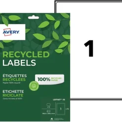 Avery - 15 Étiquettes recyclées blanches - 199,6 x 289,1 mm - Impression laser ou jet d'encre - réf LR7167-15