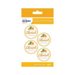 Avery - 20 Étiquettes rondes confiture abricot - diamètre 47,5 mm