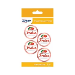 Avery - 20 Étiquettes rondes confiture fraise - diamètre 47,5 mm