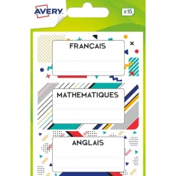 Avery - 15 Étiquettes scolaires sport - 76 x 34 mm