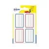 Avery - 24 Étiquettes scolaires blanches lignées bleu/rouge - 36 x 56 mm