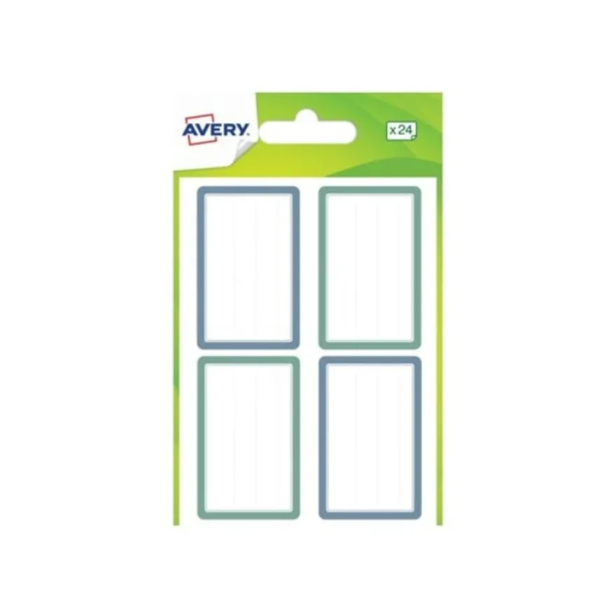 Avery - 24 Étiquettes scolaires - 36 x 56 mm - bleu/vert
