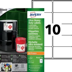 Avery - 500 Étiquettes ultra résistantes blanches - 57 x 99 mm - réf B7173-50