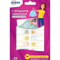 Avery - 36 étiquettes vêtements - 45 x 13 mm - ciel