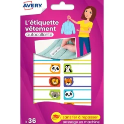 Avery - 36 étiquettes vêtements - 45 x 13 mm - animaux