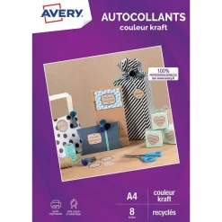 Avery - Autocollants kraft - 8 feuilles A4
