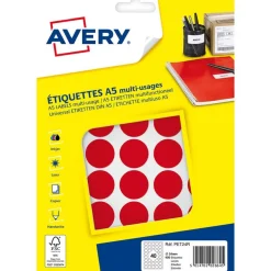 Avery - Etui A5 - 400 Pastilles adhésives - rouge - diamètre 24 mm