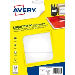 Avery - Etui A5 - 48 Étiquettes multi-usages blanches - 64 x 133 mm - réf ETE003