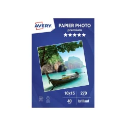 Avery - Papier Photo brillant - 10 x 15 cm - 270 g/m² - impression jet d'encre - 40 feuilles