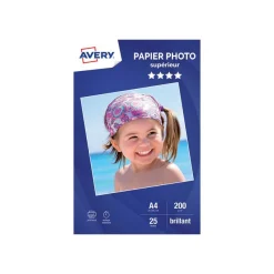 Avery - Papier Photo brillant - A4 - 200 g/m² - impression jet d'encre - 25 feuilles