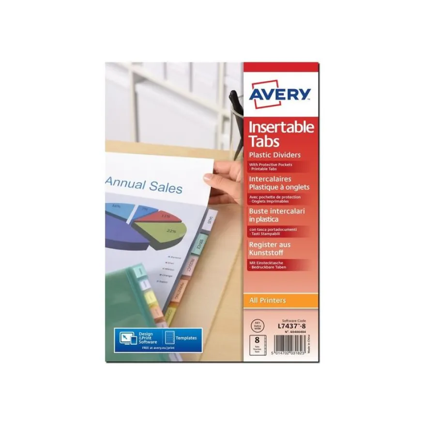 Avery - Pochette intercalaire 8 positions - A4 Maxi - polypropylène