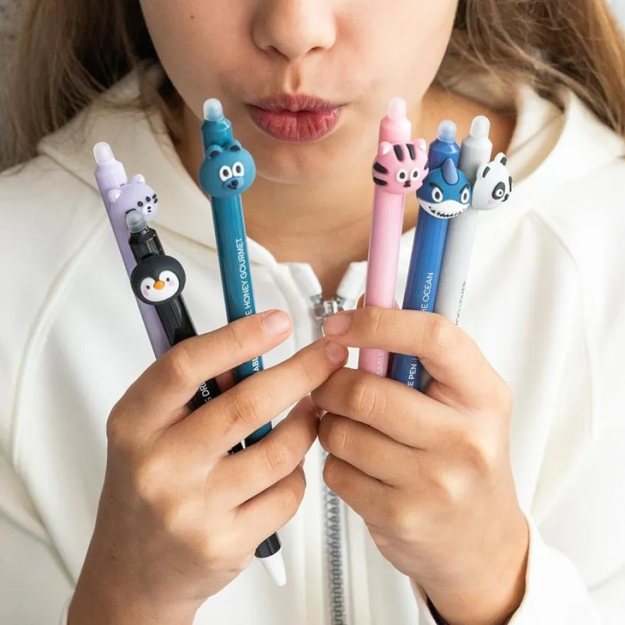 Back 2 Fun - Stylo rigolo à tête de tigre : effaçable - original et parfait pour l’école