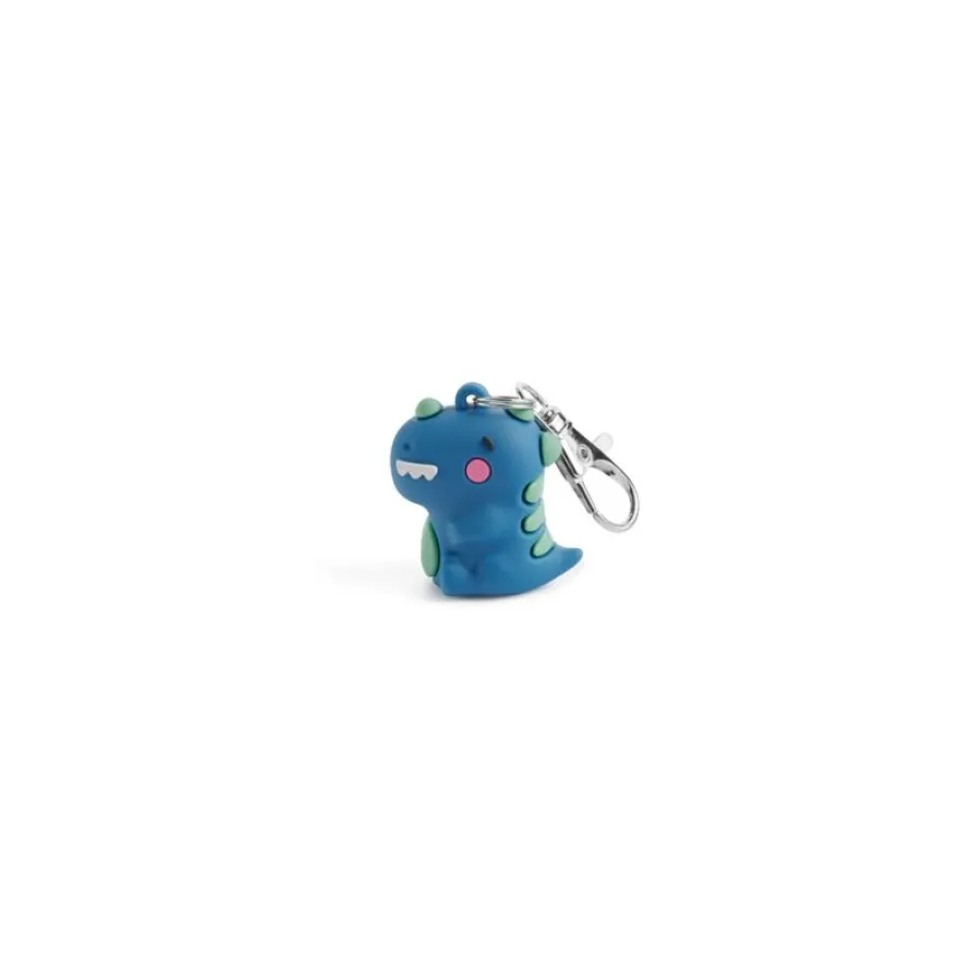 Back2Fun - Taille-crayons Dinos bleu avec porte-clés intégré - texture douce et design original pour enfants