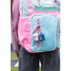 Back2Fun - Taille-crayons Dinos bleu avec porte-clés intégré - texture douce et design original pour enfants
