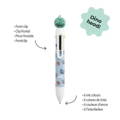 Back2Fun - stylo bleu - 6 couleurs à tête de dinosaure : amusant et pratique pour les enfants