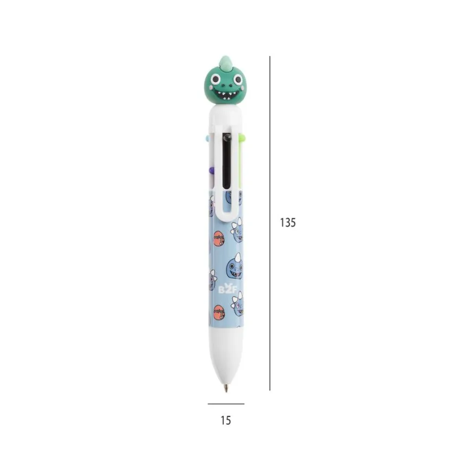 Back2Fun - stylo bleu - 6 couleurs à tête de dinosaure : amusant et pratique pour les enfants