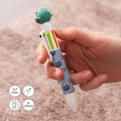 Back2Fun - stylo bleu - 6 couleurs à tête de dinosaure : amusant et pratique pour les enfants