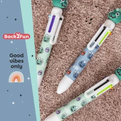 Back2Fun - stylo vert - 6 couleurs à tête de dinosaure : amusant et pratique pour les enfants