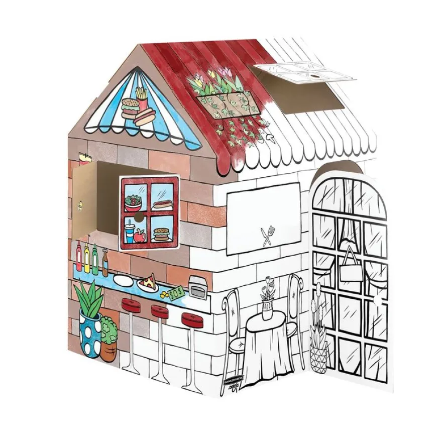 Bankers Box - Maison restaurant en carton ondulé à colorier