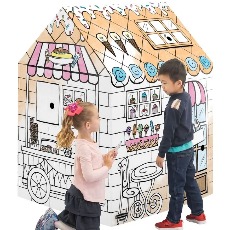 Bankers Box - Maison restaurant en carton ondulé à colorier