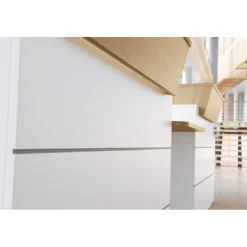 Banque d'accueil en angle à 90° SUNDAY - L83 x H74 x P83 - Chêne