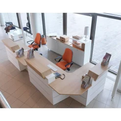 Banque d'accueil en angle à 90° SUNDAY - L83 x H74 x P83 - Chêne