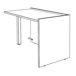 Banque d'accueil Module d'extrémité PMR OLA - L100 x H72,5 x P115 cm - structure carbone, plateau chêne clair
