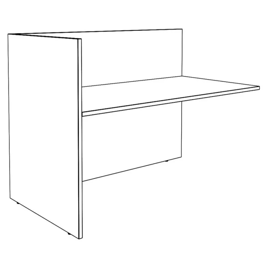 Banque d'accueil Module de départ haut OLA - L122,5 x H112 x P82,5 cm - structure carbone, plateau chêne clair