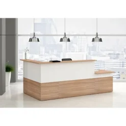 Banque d'accueil module haut MUSA - L80 cm - Merisier arabis/blanc