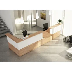 Banque d'accueil module haut MUSA - L80 cm - Merisier arabis/blanc