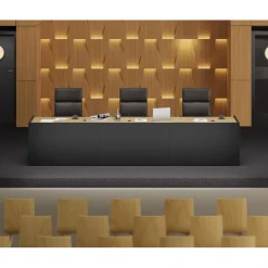 Banque d'accueil Module suivant bas OLA - L120 x H75,5 x P82,5 cm - structure carbone, plateau chêne clair